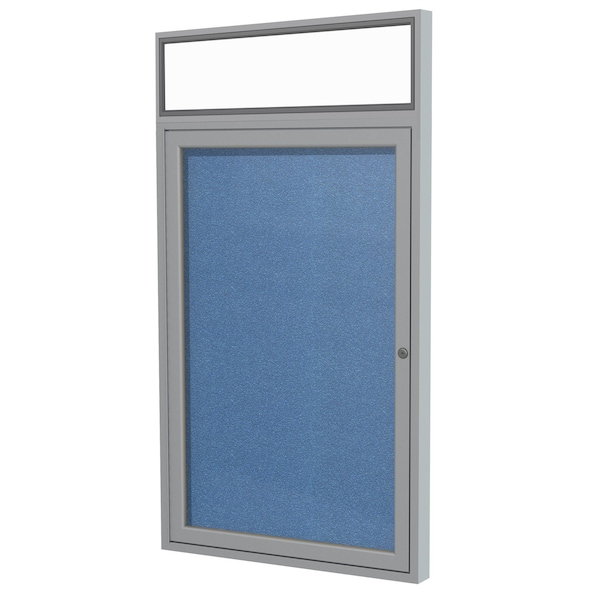 Ghent Enclosed Bulletin Board, 1 Door, Vinyl, Hdlnr Frame, 3 ft H x 2 ft W, Ocean PAVX2-191 - main